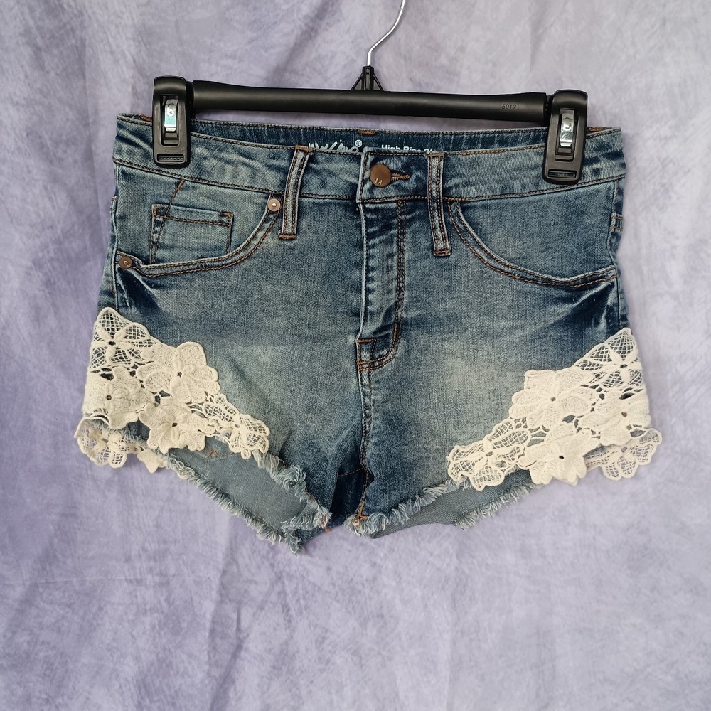 Mossimo Denim High Rise Lace Crochet Cutoff Shorts